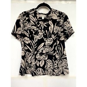 Donna Buchman size L Black/tan button up